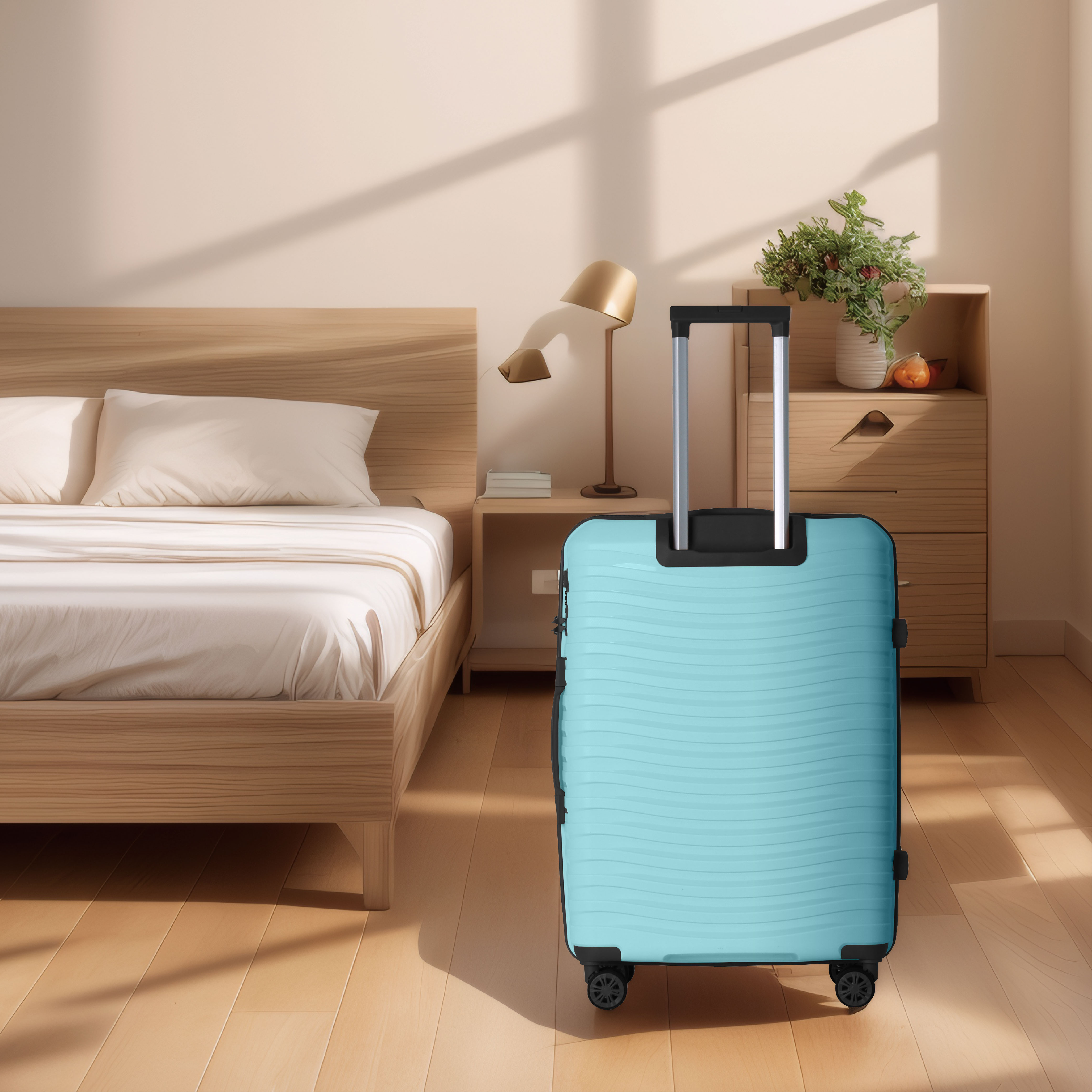 3-Piece Luggage Sets (20", 24", 28"), Suitcase With Wheels, Hardside Suitcase With Four Spinner Wheels And Scratch-Resistant Surface, SkyBlue_voghion.com